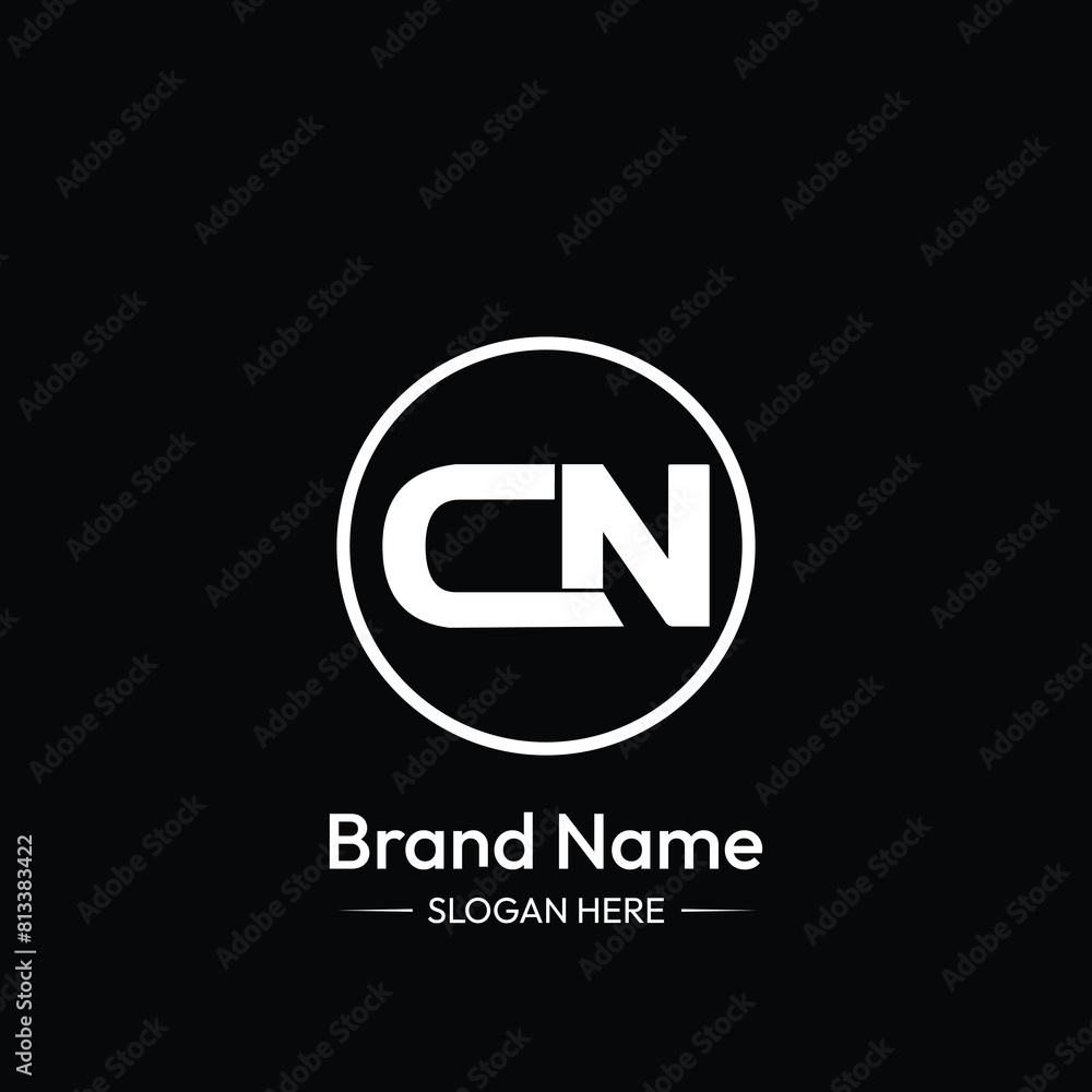 CN Letter Logo Design. Black Background. CN Letter Logo Design. Black Background.