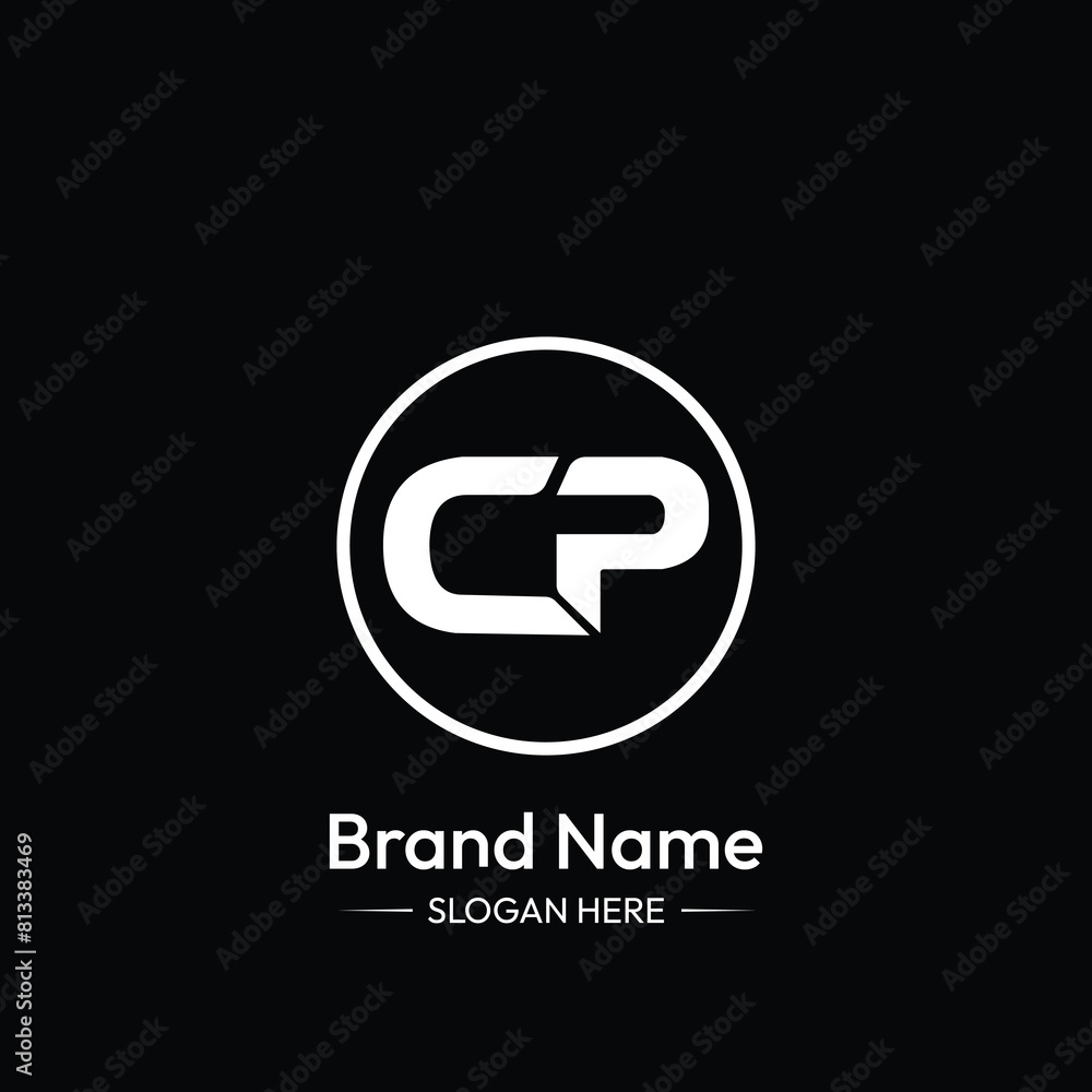 CP Letter Logo Design. Black Background. CP Letter Logo Design. Black Background.