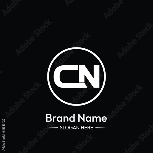 CN Letter Logo Design. Black Background.