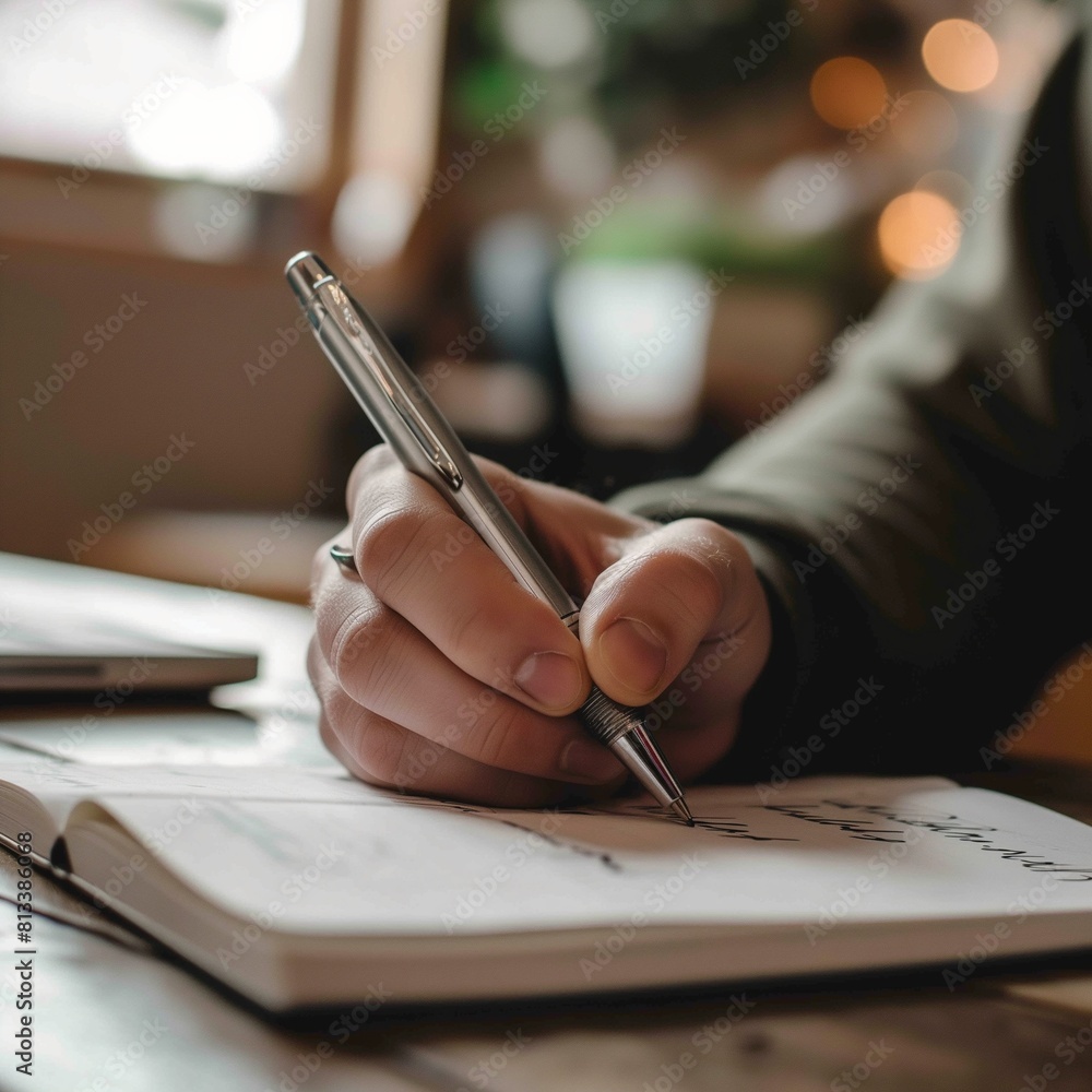 hand holding pen and writing in generative ai hand holding pen and writing in generative ai