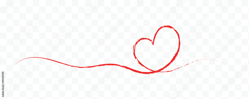 Fototapeta premium Heart borders. Continuous line art hearts. Heart banner or divider for Valentine's Day or Mother's Day with transparent background.