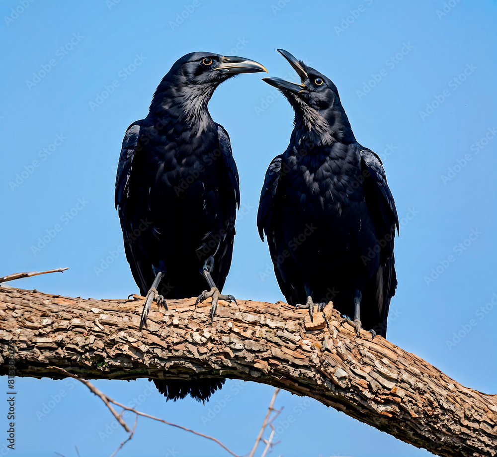 Fototapeta premium Two crows tree branch