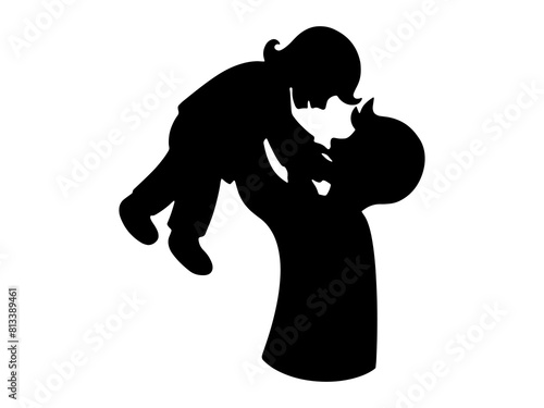 Father Holding Child silhouette Background
