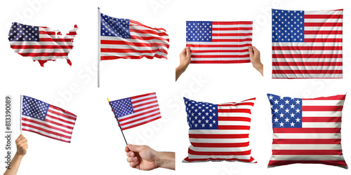 America nation flag group png transparent with no background for sample presentation.