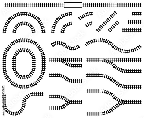 様々な形の線路風マークのベクターイラストセット