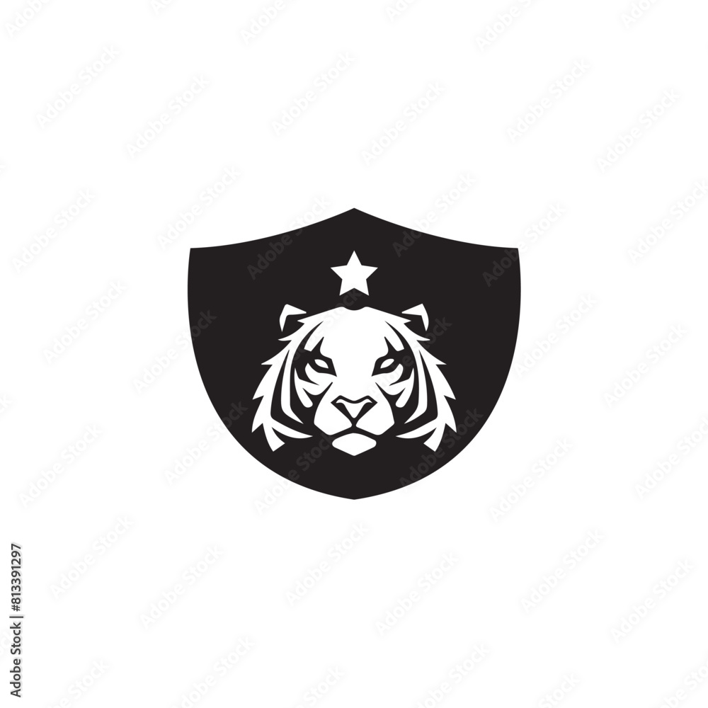 Obraz premium tiger shield logo design icon.