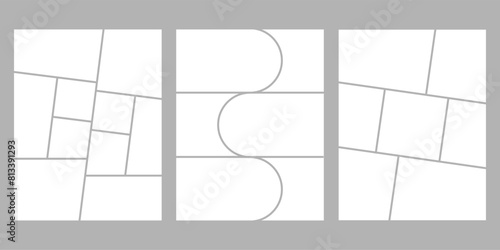 Minimalistic geometric photo frame layout for photo albums, wedding photo. 8,5 to 11 in proportion