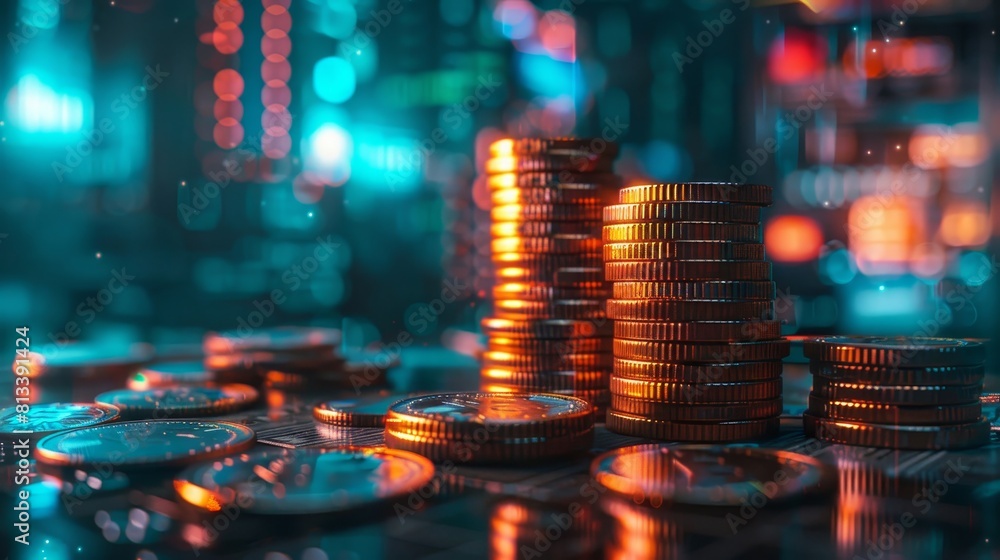A personal finance consultant advising on debt management, front view, financial advice finance in a digital binary as object, Complementary Color Scheme A personal finance consultant advising on debt management, front view, financial advice finance in a digital binary as object, Complementary Color Scheme