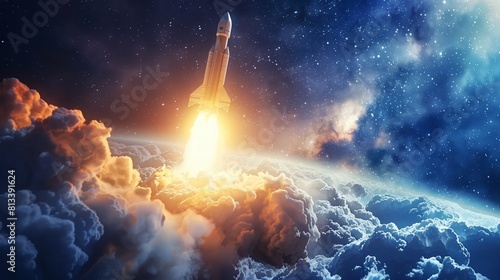 An image of a rocket launching into space  symbolizing the soaring ambitions of successful businesses 