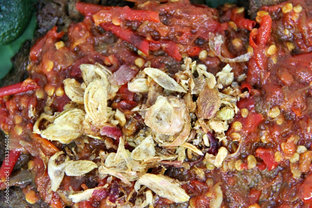 Empal Penyet consists of deep-seated beef cooked with kitchen spices such as bay leaves, galangal, lime leaves, tamarind, shallots, garlic, and many more. Empal Penyet consists of deep-seated beef cooked with kitchen spices such as bay leaves, galangal, lime leaves, tamarind, shallots, garlic, and many more.