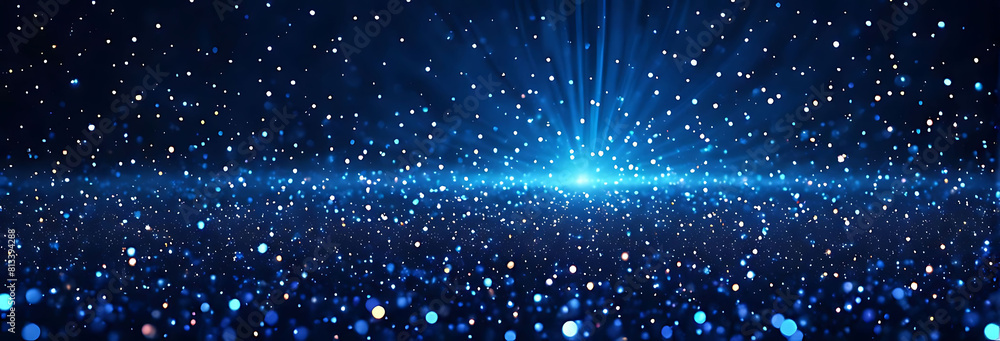 Obraz premium A dark blue background with blue and yellow lines geometric polygonal space low poly network nodes with connected dots and lines on dark blur blue tone background. Concept for digital technology