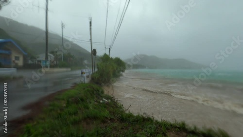 Hurricane Hits Tropical Island With Strong Wind And Heavy Rain - Haishen