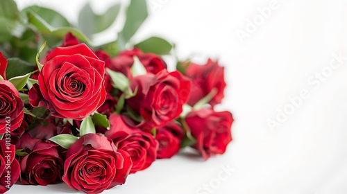 Bouquet of red roses against a white background  symbolizing love and passion in a timeless floral display.