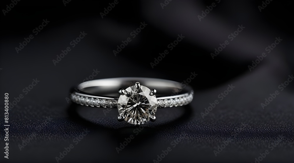jewelry rings with diamond on black cloth soft focuse.generative.ai