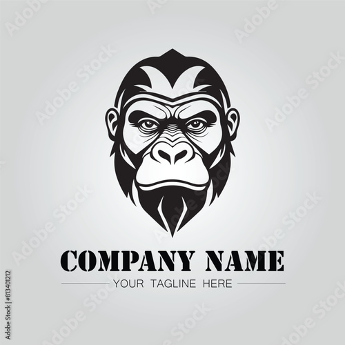 Gorilla Head symbol logo company vector image on the white background