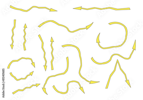 Hoja de iconos de flechas de color amarillo.