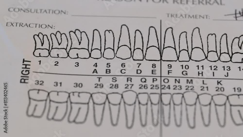 Macro of referral form for patient from dentist to orthodontia