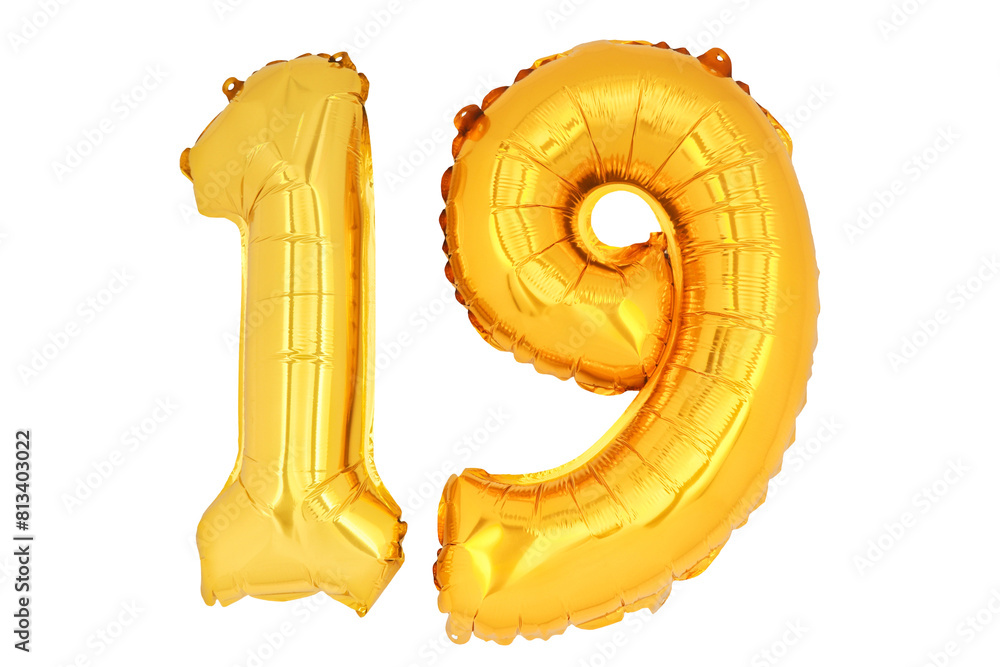 Gold numbers '19' isolated on white background.png Gold numbers '19' isolated on white background.png