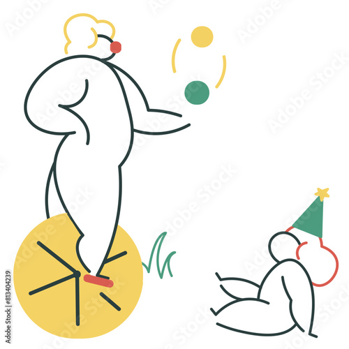 Clown entertaining a child