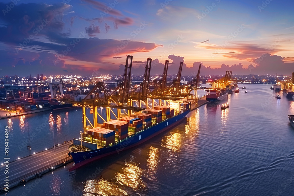export shipping, Aerial view of Container international shipping export shipping, Aerial view of Container international shipping