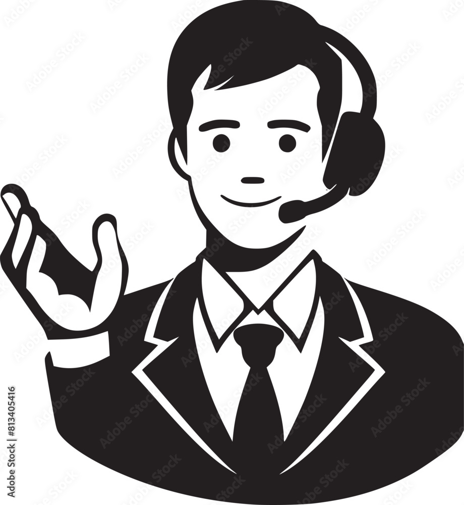 Call Center Worker Line Icon, Outline Vector Symbol Illustration. Pixel Perfect, Editable Stroke Call Center Worker Line Icon, Outline Vector Symbol Illustration. Pixel Perfect, Editable Stroke
