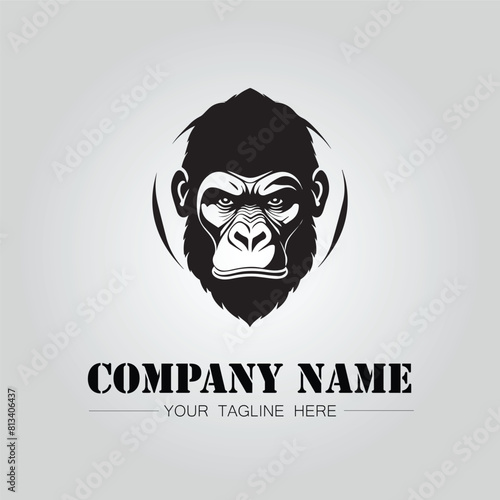 Gorilla Head symbol logo company vector image on the white background