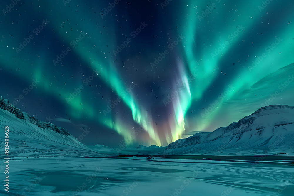 Naklejka premium A vibrant illustration of northern lights