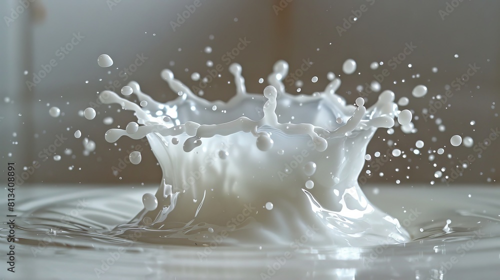 A splash of milk is shown in the image A splash of milk is shown in the image