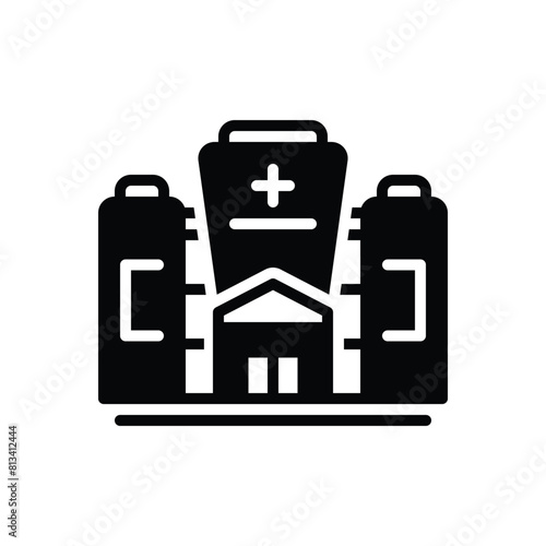 Black solid icon for hospital
