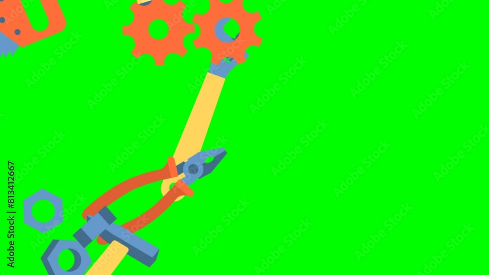 Tools rotate in a closed circle. Close-up. Looped video is isolated on ...