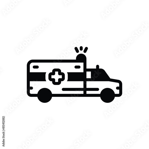 Black solid icon for ambulance