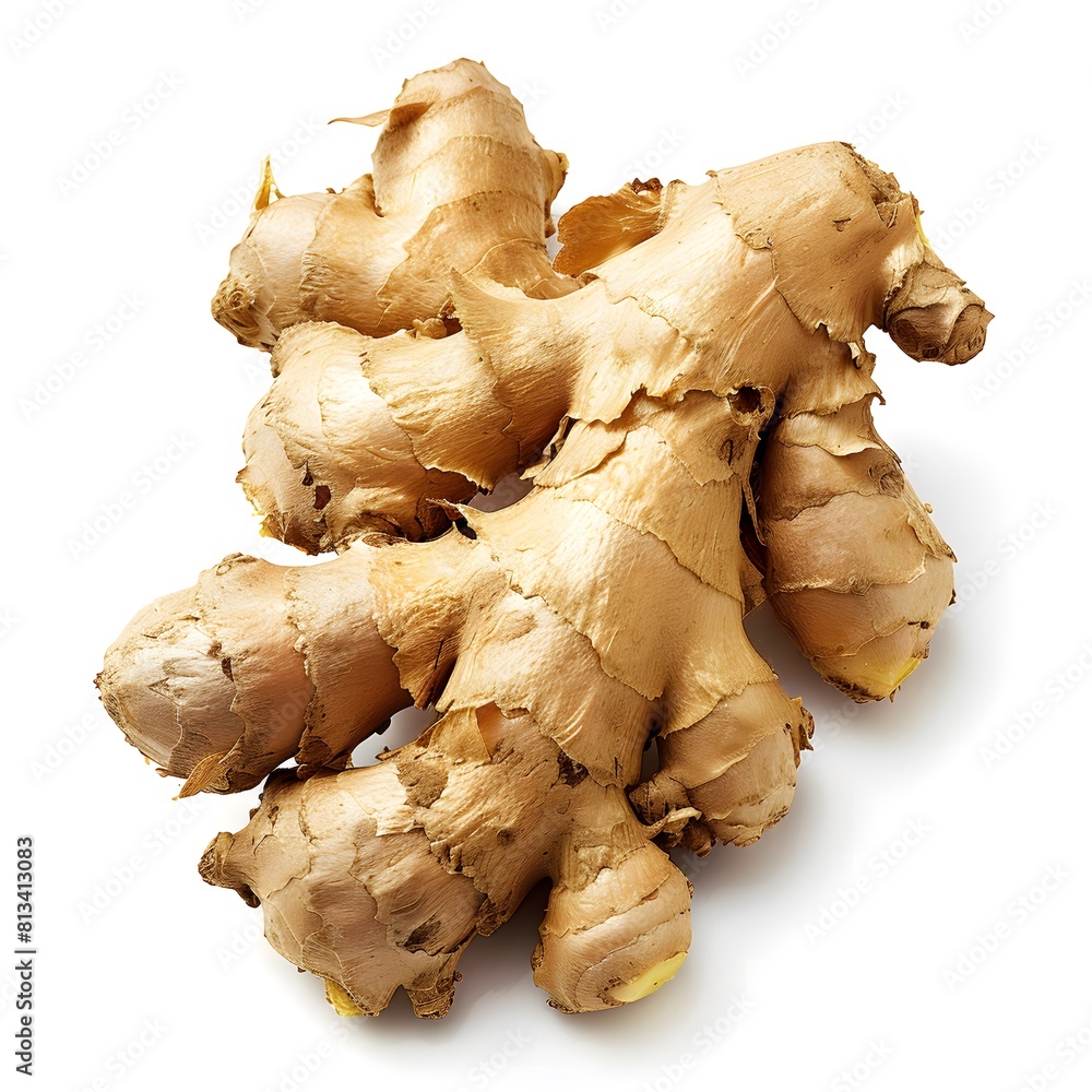 Ginger white isolated photo, photo product concept Ginger white isolated photo, photo product concept