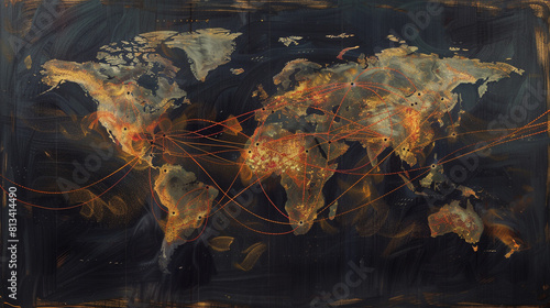 A visualization of ancient trade routes, mapping out the networks of commerce that connected distant civilizations and facilitated the exchange of goods, ideas, and cultural influences.