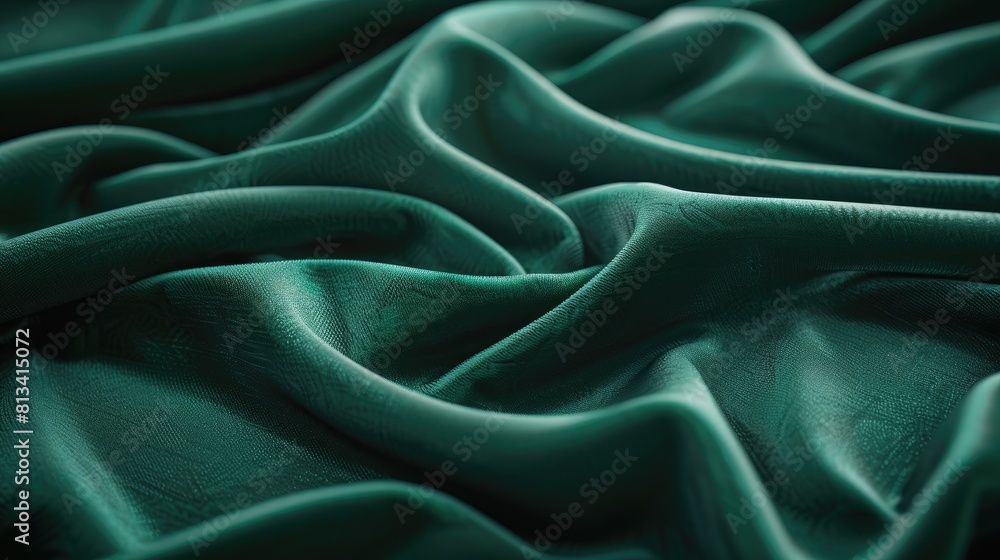 Fototapeta premium Soft teal velvet fabric with detailed folds, reflecting sophistication and luxury 