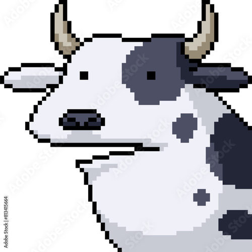 pixel art of silly cow face