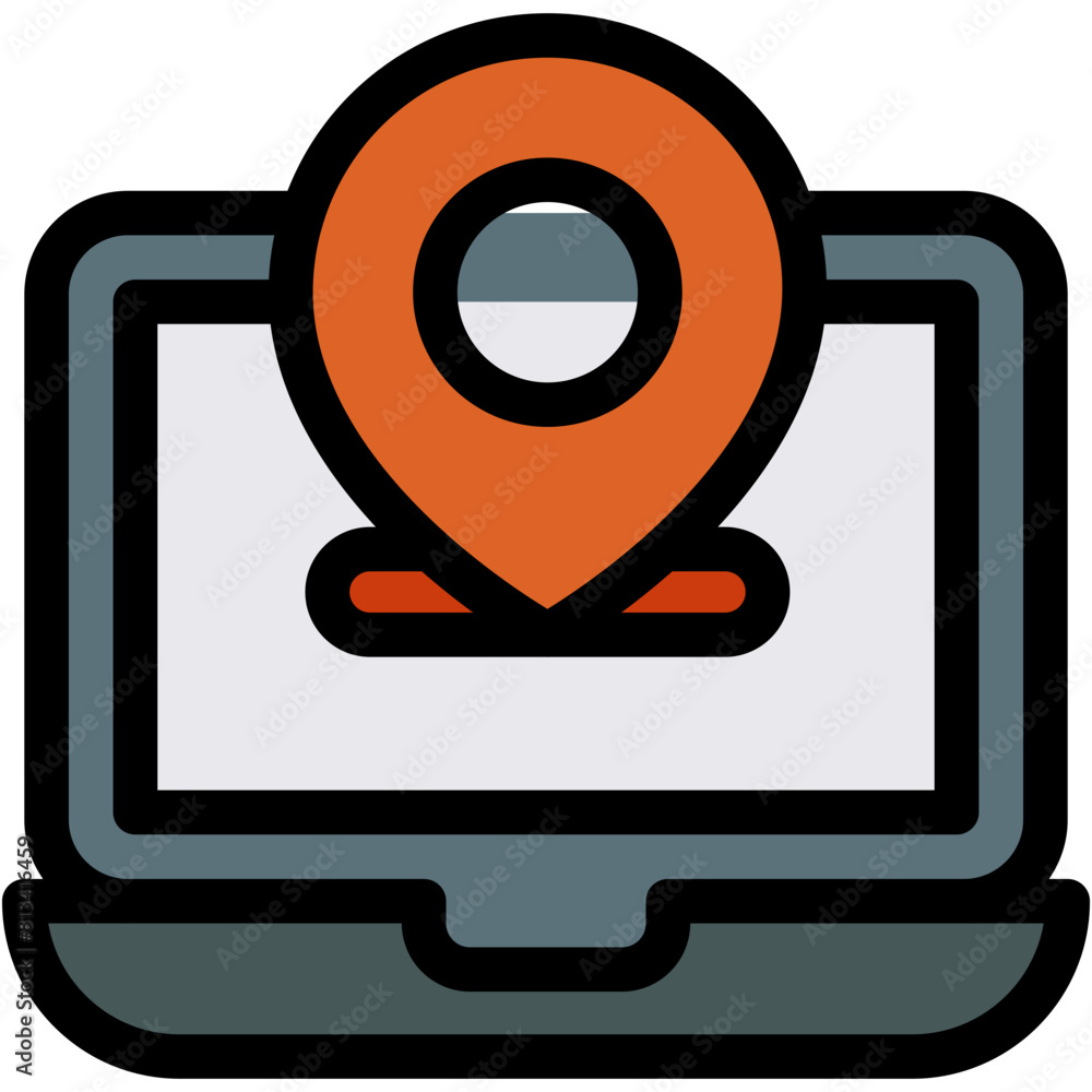 Vector Icon Destination, laptop, location, map, navigation Vector Icon Destination, laptop, location, map, navigation