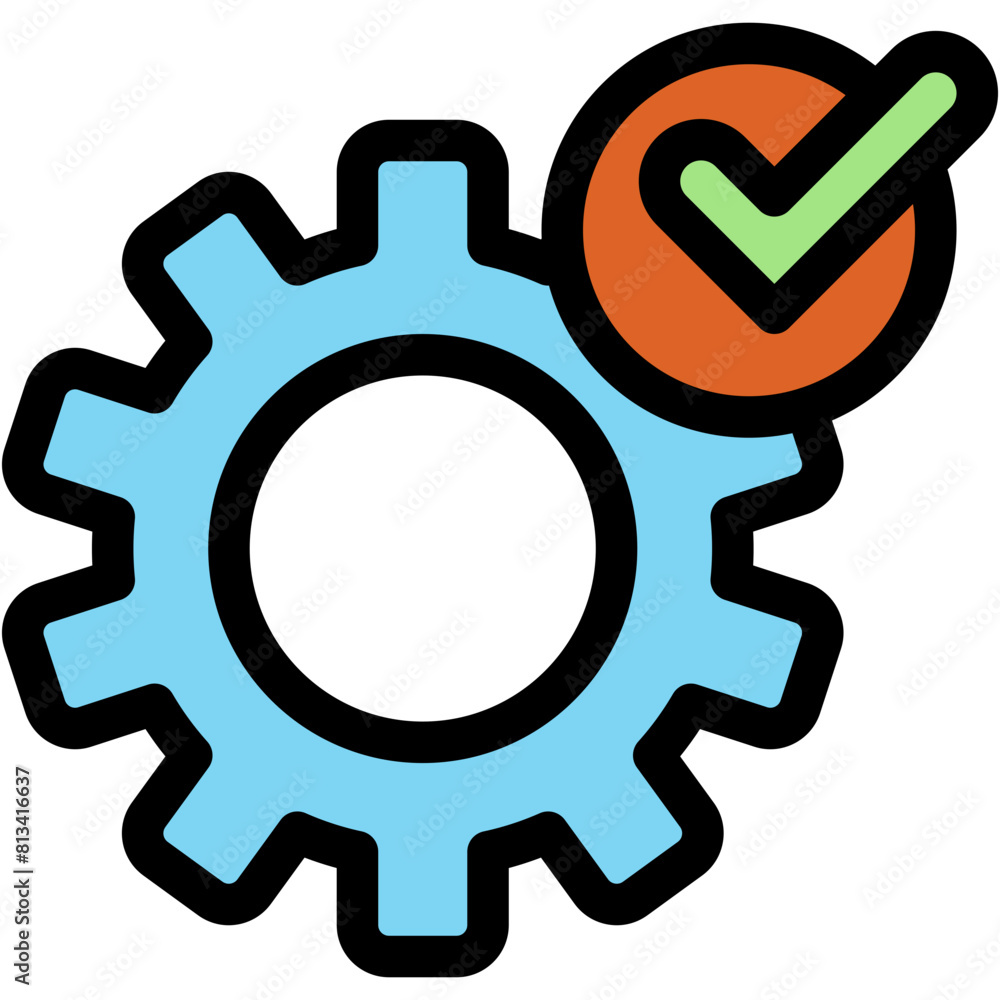 Vector Icon cogwheel, cog, gear, tick, setting Vector Icon cogwheel, cog, gear, tick, setting