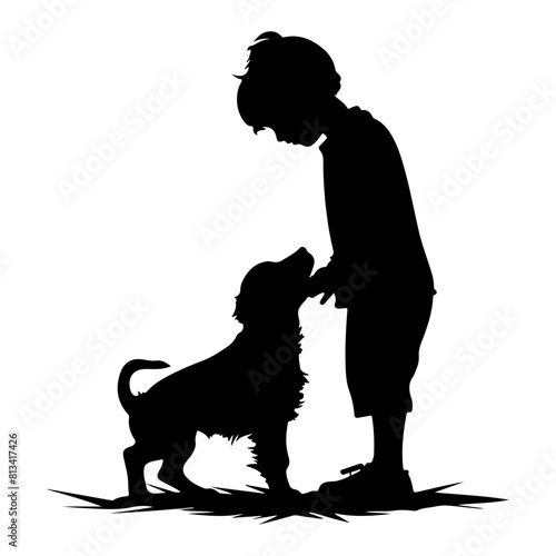 little boy Playing With dog svg vector illustration