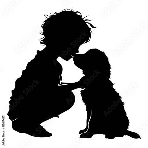 little boy Playing With dog svg vector illustration