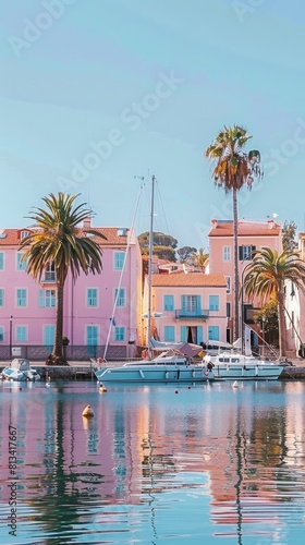 Multiple boats are floating in a body of water, creating a crowded scene. The boats vary in size and style, with passengers or crew visible on some of them. © vadosloginov