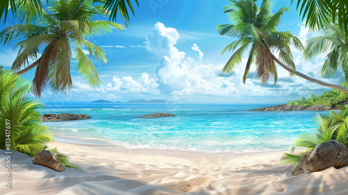 Beautiful beach background  Summer vacation concept