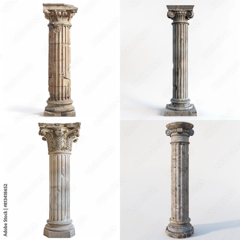 Fototapeta premium roman pillar on white background