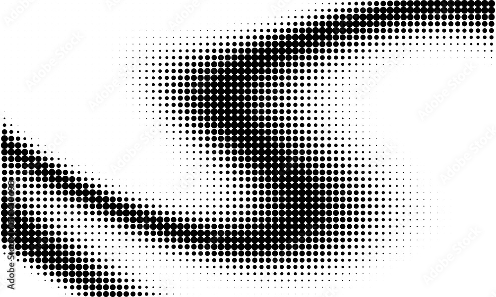 Fototapeta premium Monochrome gradient halftone dots background. Overlay png illustration. Abstract grunge dots on transparent background