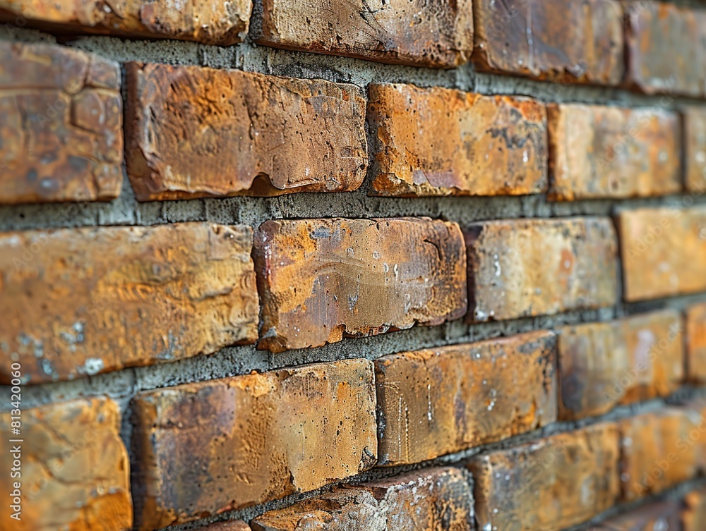 A brick wall with a brown color. The wall is made of bricks and has a rough texture. A brick wall with a brown color. The wall is made of bricks and has a rough texture.