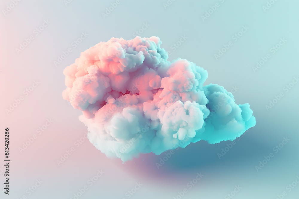 A 3D cloud icon with a silver lining, on a pastel sky blue background A 3D cloud icon with a silver lining, on a pastel sky blue background