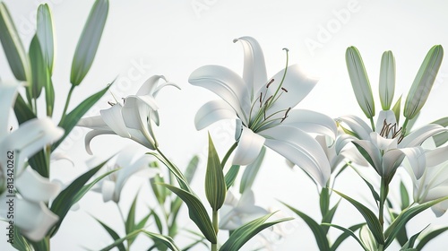 Elegant Blooming Lilies with Buds Cut Out in 8K Resolution  