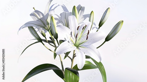 Elegant Blooming Lilies with Buds Cut Out in 8K Resolution  
