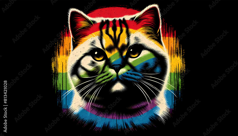 American Shorthair Cat Celebrate Pride Month with Rainbow LGBTQ+ flag Equality in pride month vector illustration Concept for respecting and supporting the diversity of Gay Lesbian transgenders American Shorthair Cat Celebrate Pride Month with Rainbow LGBTQ+ flag Equality in pride month vector illustration Concept for respecting and supporting the diversity of Gay Lesbian transgenders