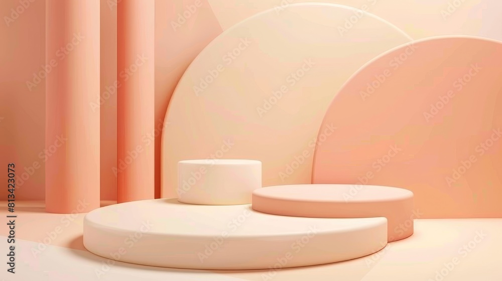Soft Pink Podium with Circular Design for Elegant Cosmetic and Skincare Product Displays, Ideal for 3D Marketing and Luxury Beauty Showcases Soft Pink Podium with Circular Design for Elegant Cosmetic and Skincare Product Displays, Ideal for 3D Marketing and Luxury Beauty Showcases