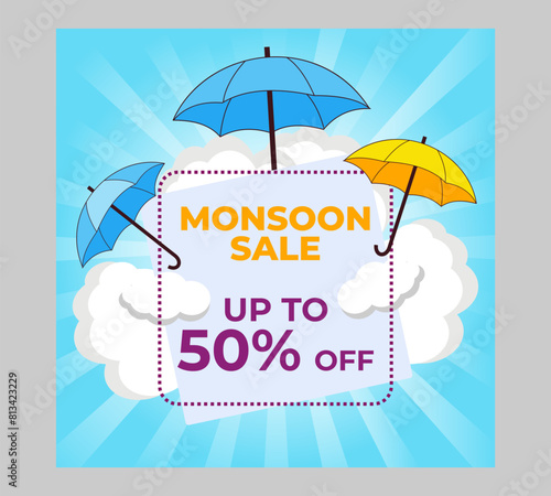 Isolated umbrella with podium for monsoon sale background